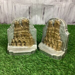 Rheims Notre Dame Cathedral Bookends Vintage